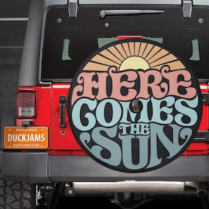 Here Comes The Sun Tire Cover: Hippie Car Decor