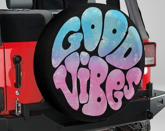 Good Vibes Spare Tire Cover: Hippie Car Decor