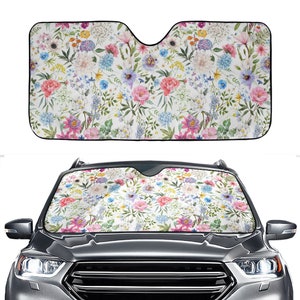 Vintage Floral Windshield Sunshade, Cottagecore Car Accessories, Retro Car Sunshade, Boho Car Decor, 70&#39;s Car Accessories
