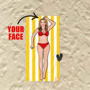 Funny Custom Face Beach Towel: Personalized Hot Babe Gift