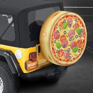 Funny Tire Cover | Pizza SUV Spare Tire Cover | Cover with Camera Hole | RV Tire Cover