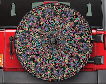 Mandala Spare Tire Cover: Colorful SUV, RV Wheel Protector