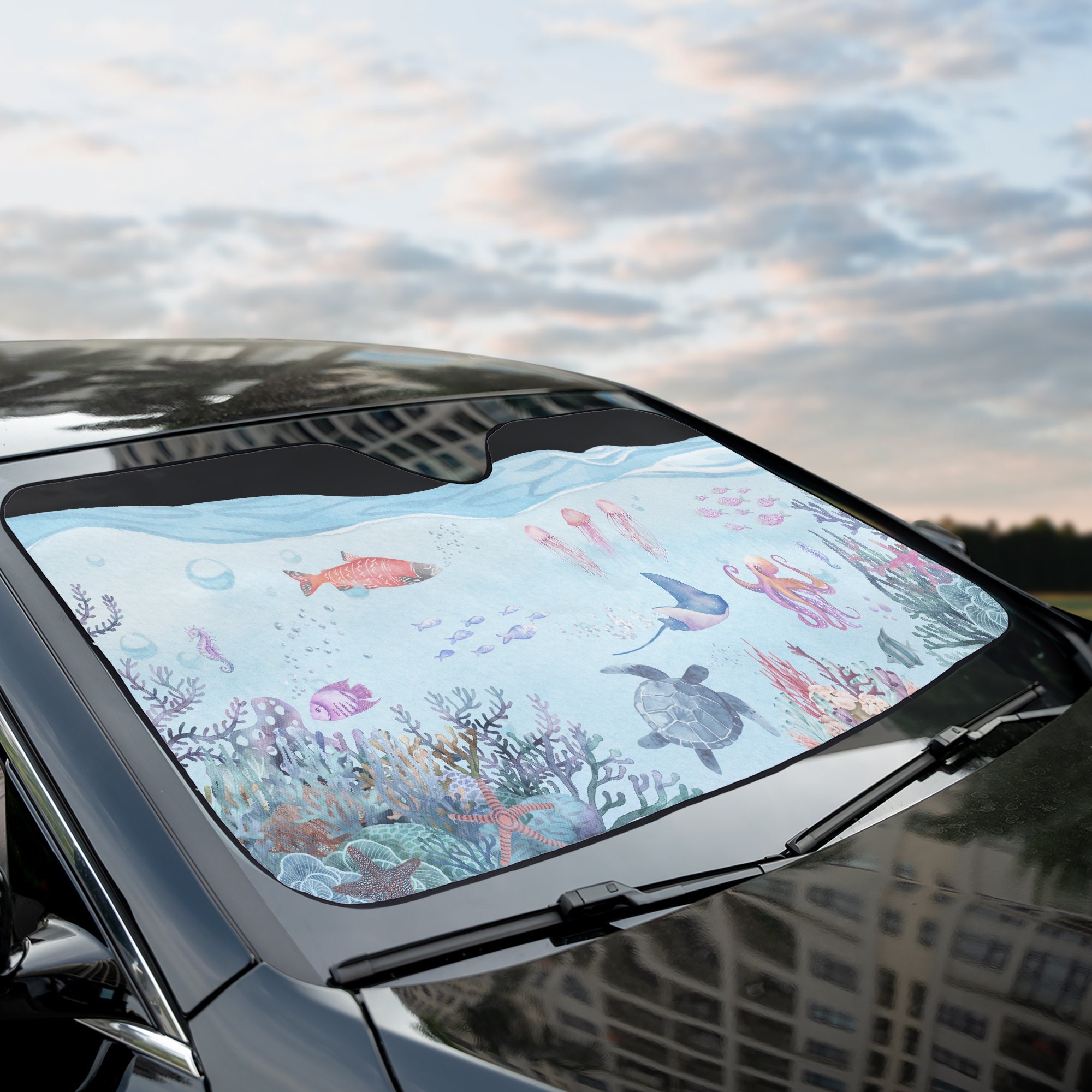 Pastel Sunset Sky Sunshade for Windshield Cozy Gamer Aesthetic Clouds Womens  Car Accessories Matching Car Accessories 
