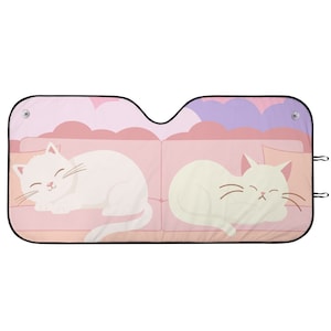 Kawaii Sleeping Cats Car Windshield Sunshade: Anime Car Decor