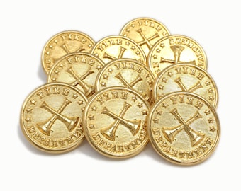 Waterbury-Nickel 7//8/" Crossed Trumpets// Bugles Fire Department Uniform Buttons