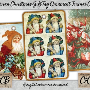 Victorian Christmas Gift Tags, Ornaments, Junk Journal Cards (Digital Download)