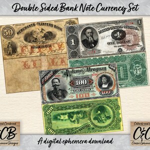 Set di effimeri per download digitale di banconote bifacciali per diari spazzatura, creazione di biglietti, album di ritagli e progetti di artigianato di carta