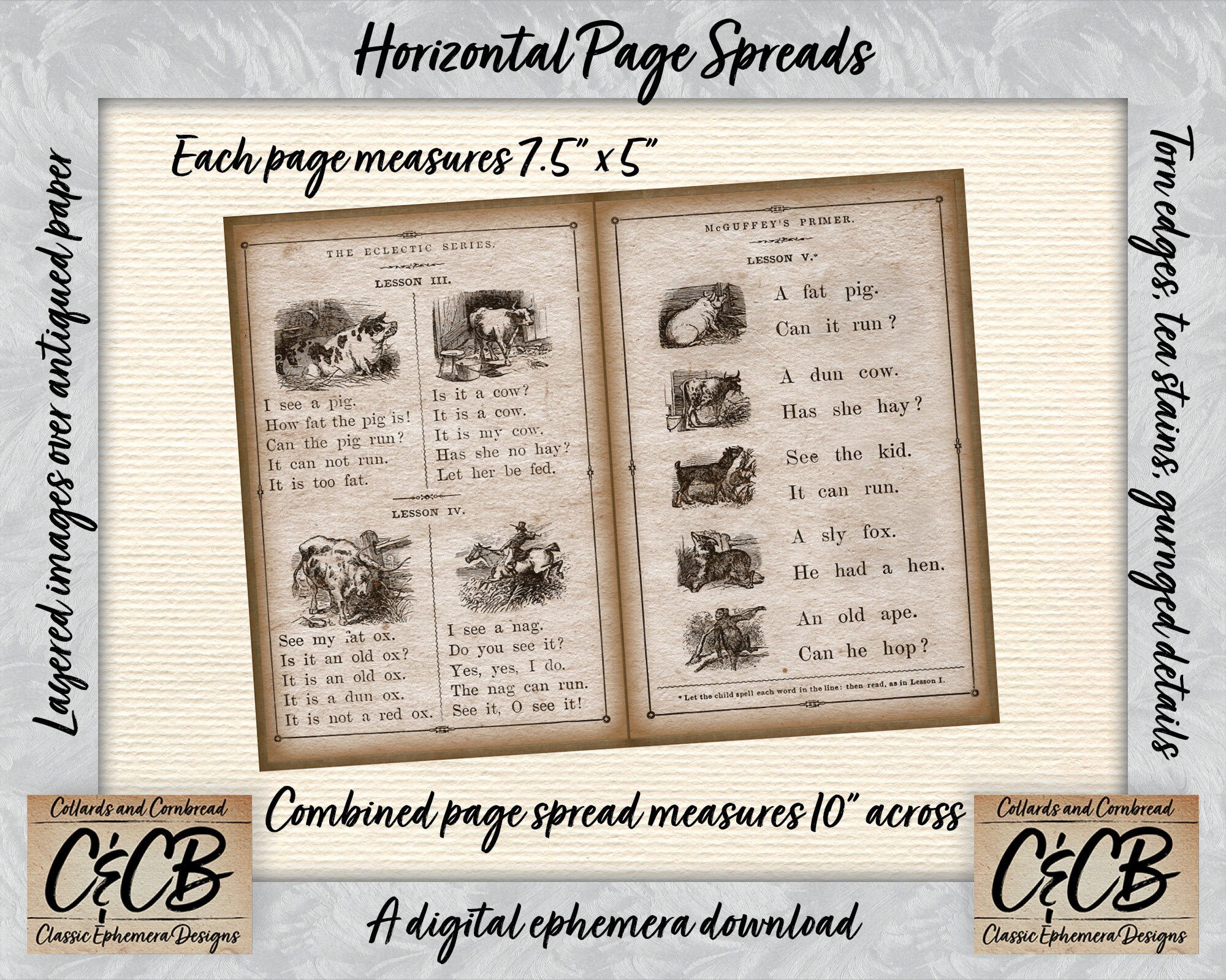Antique Mcguffeys Reader Primer Journal Pages Digital Download Kit For Antique Mcguffeys Reader Primer Journal Pages Digital Download Kit For