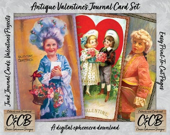 Victorian Valentine's Card Digital Download Collection for Junk Journaling, Card Making, Paper Crafting Scrapbooking and Decor Designs