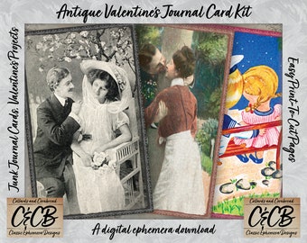 Victorian Valentine's Cards Collection Digital Download Set for Junk Journaling, Card Making, Paper Crafting Scrapbooking and Decor Designs