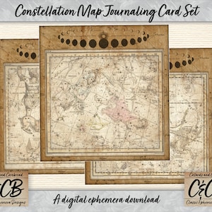 Sternbild Karte Journal Karten Set druckbare digitale Downloads für Junk Journaling, Collage machen, Scrapbooking und Papier Ephemera Designs