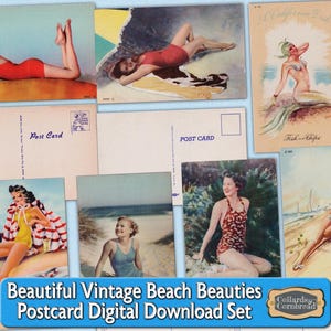 Carte postale vintage des années 30 et 40 en téléchargement numérique, cartes postales éphémères pour carnets, cartes, albums de coupures et créations en papier