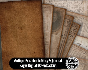 Antique Scrapbook Journal and Newspaper Clipping Pages Digital Download Kit for Junk Journals, Card Making, Scrapbooking and Paper Crafting