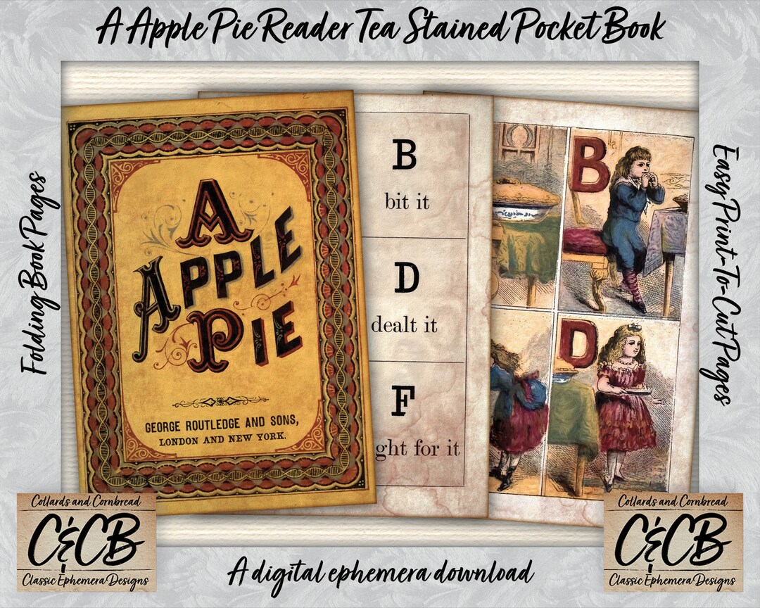 A Apple Pie Reader Tea Stained Pocket Book Digital Download Kit for ...