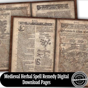 Medieval Herbal Spell Pages, Junk Journal Kit (Digital Download)