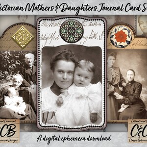 Ensemble de cartes de téléchargement numérique Victorian Mothers Daughters & Sisters pour la journalisation indésirable, la fabrication de collages, le scrapbooking et les créations artisanales en papier
