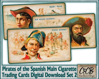 Pirates of the Spanish Main Trading Cards, vintage ephemera (digitale download)