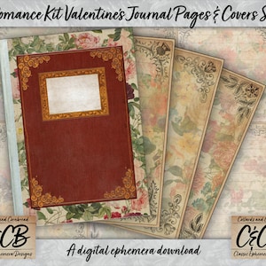 vintage Grunged & Tea Stained Rose Page Set Print to Cut Digital Download for Junk Journals, Collage Making, Scrapbooking and Paper Crafting