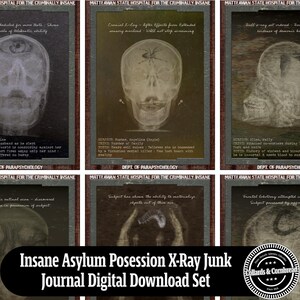 Insane Possession X-Rays Halloween Journal Tags druckbarer digitaler Download Ephemera Set für Junk Journals, Collagen, Scrapbooks und Crafting