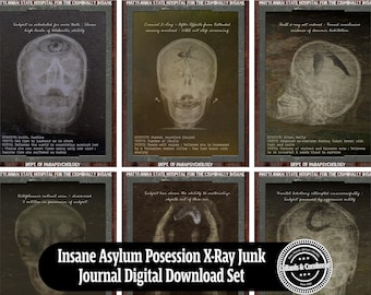 Insane Possession X-Rays Halloween Journal Tags Printable Digital Download Ephemera Set for Junk Journals, Collages, Scrapbooks and Crafting