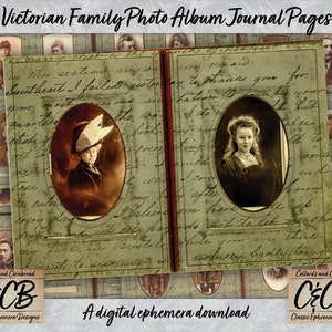 Victorian Family Photo Album Journal Pages Digital Download Set for Junk Journaling, Card Making, Scrapbooking and Paper Crafting Ephemera