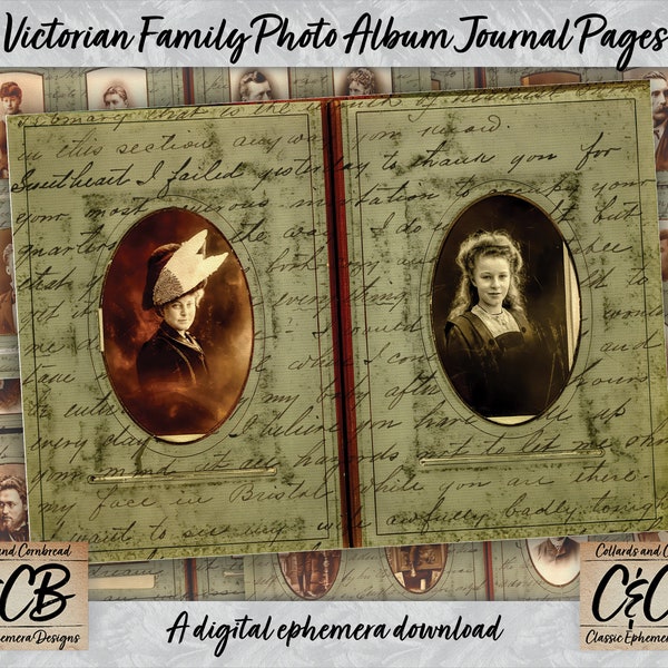 Victorian Family Photo Album Journal Pages Digital Download Set for Junk Journaling, Card Making, Scrapbooking and Paper Crafting Ephemera