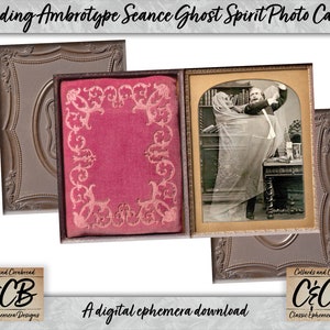 Conjunto de estojos dobráveis para fotos de espíritos fantasmas de sessão espírita Ambrotype para download digital para diários de lixo, bolsos, scrapbooking e artesanato