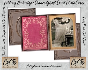 Folding Ambrotype Seance Ghost Spirit Photo Cases Digital Download Set for Junk Journals, Pockets, Scrapbooking and Crafting