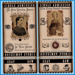 Viktorianische Seance Eintrittskarte Set druckbare digitale Sofort-Download Ephemera für Junk Journals, Card Making, Scrapbooking und Crafting