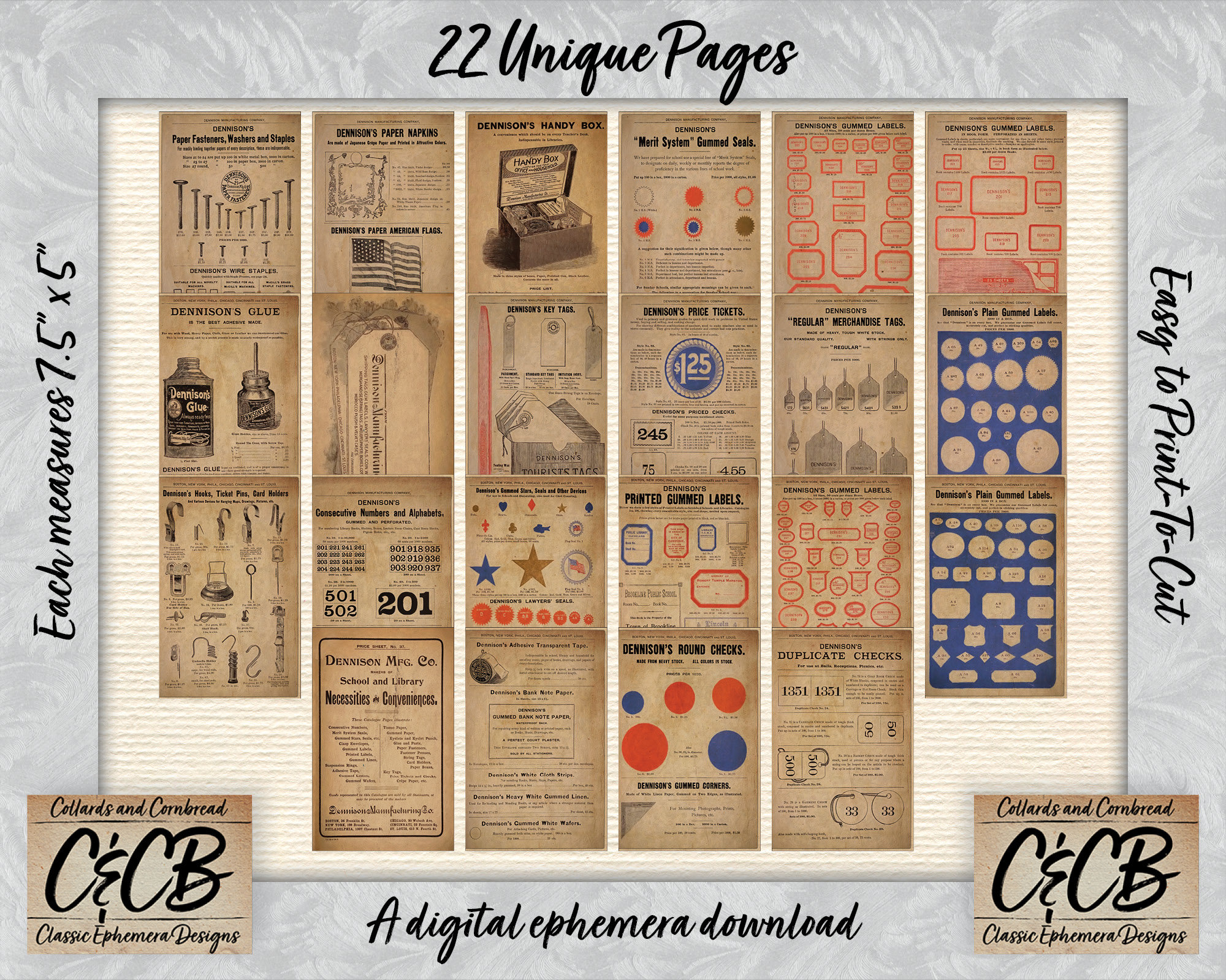 Antique Paper Office Supply Catalog Pages Digital Download Ephemera Set