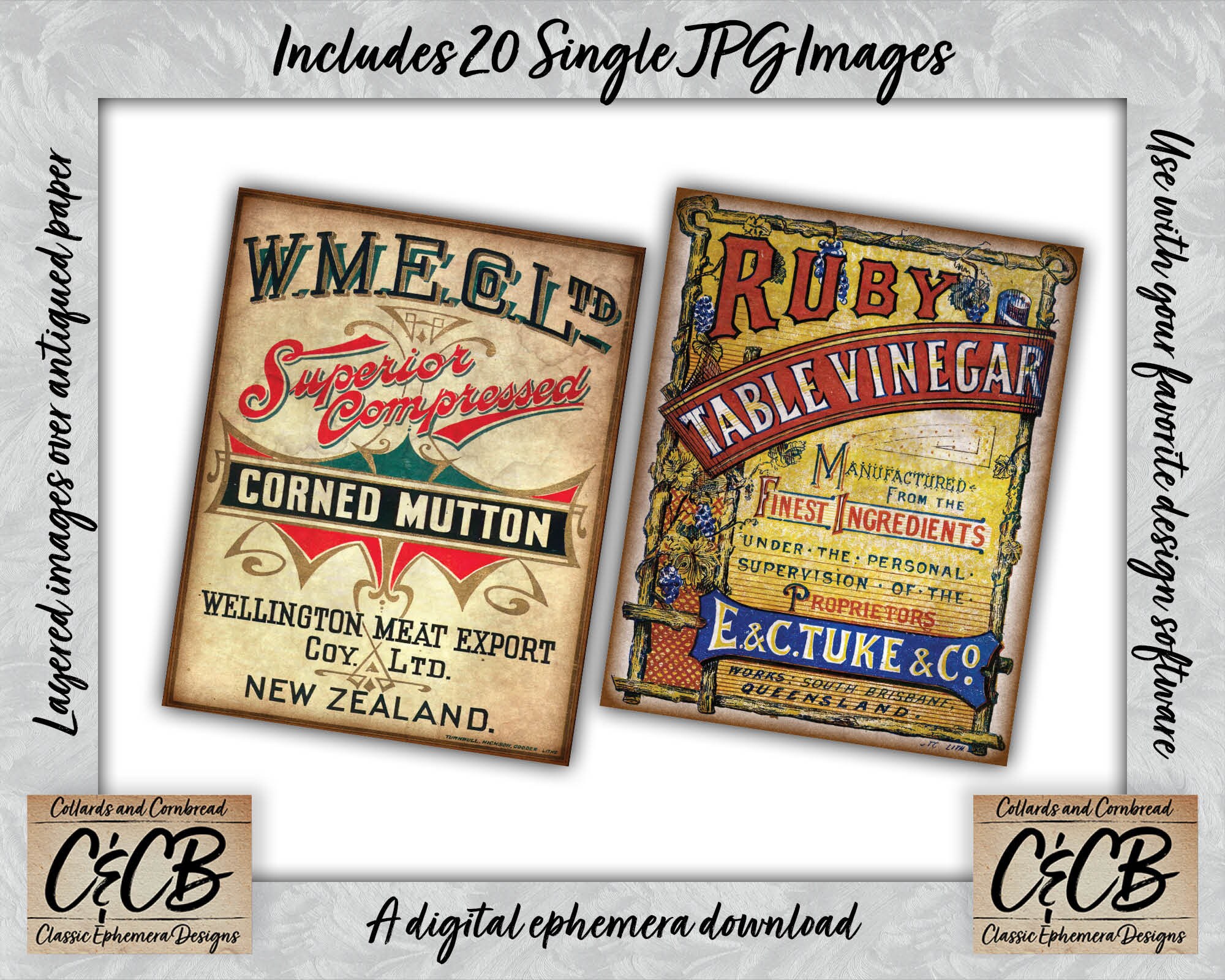 Vintage Canned Food Labels Digital Download Set for Junk Journals, Card Marking, Scrapbook Pages ...