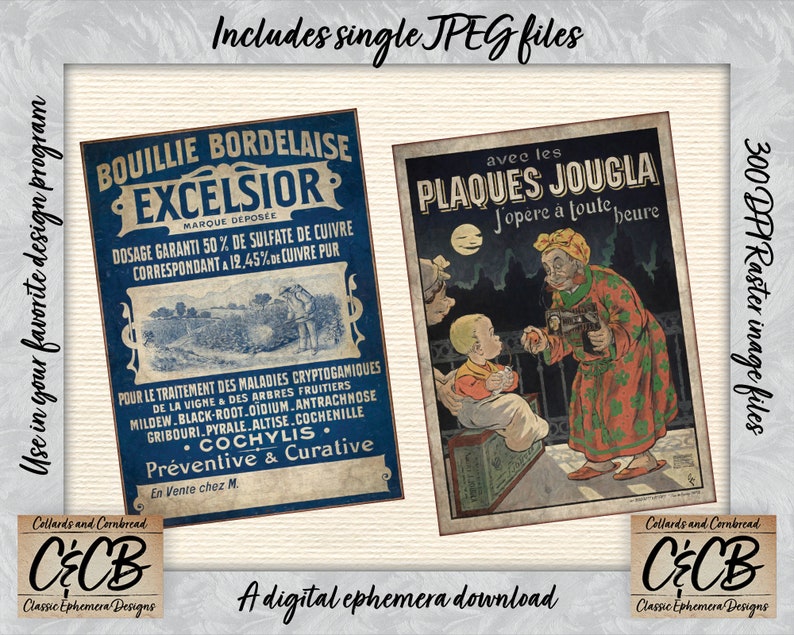 French Print Ad Journal Cards Digital Download Set for Junk Journals ...