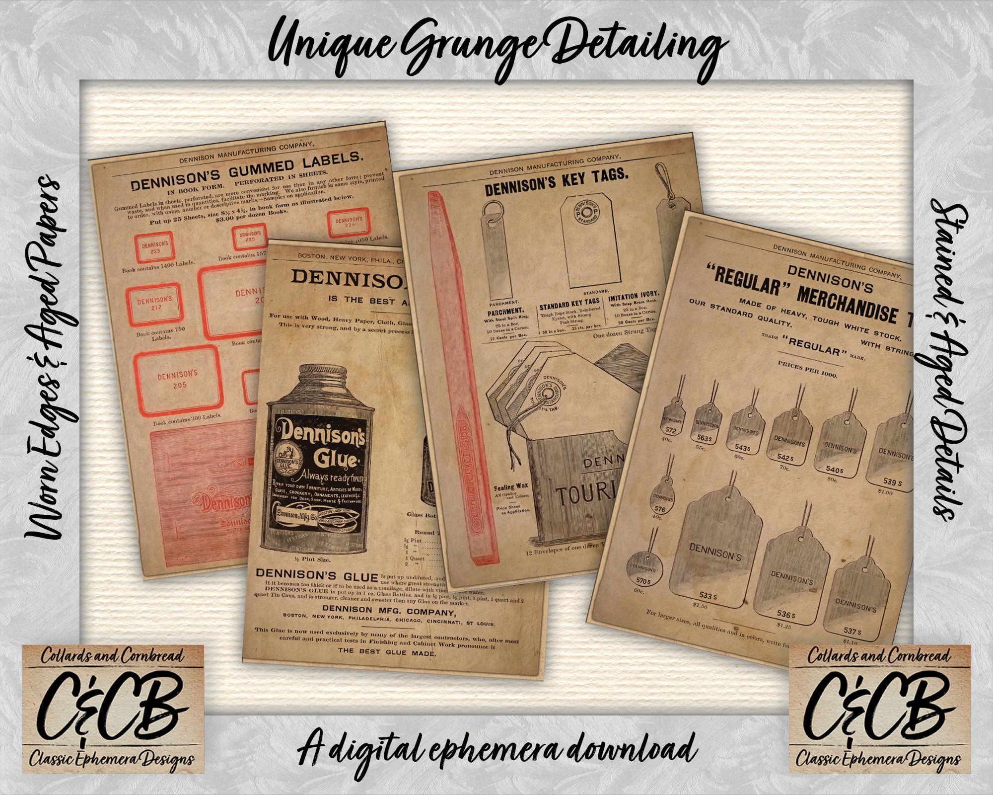 Antique Paper Office Supply Catalog Pages Digital Download Ephemera Set