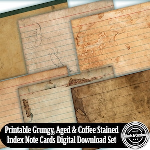 Druckbare Grungy Karteikarten, Vintage Ephemera Set (Digitaler Download)