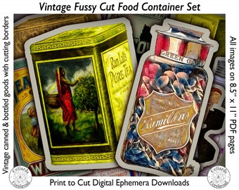 Antique Vintage Fussy Cut Can Bottle & Box Digital Download Ephemera Set for Junk Journals, Card Making, Scrapbooking and Crafting Projects