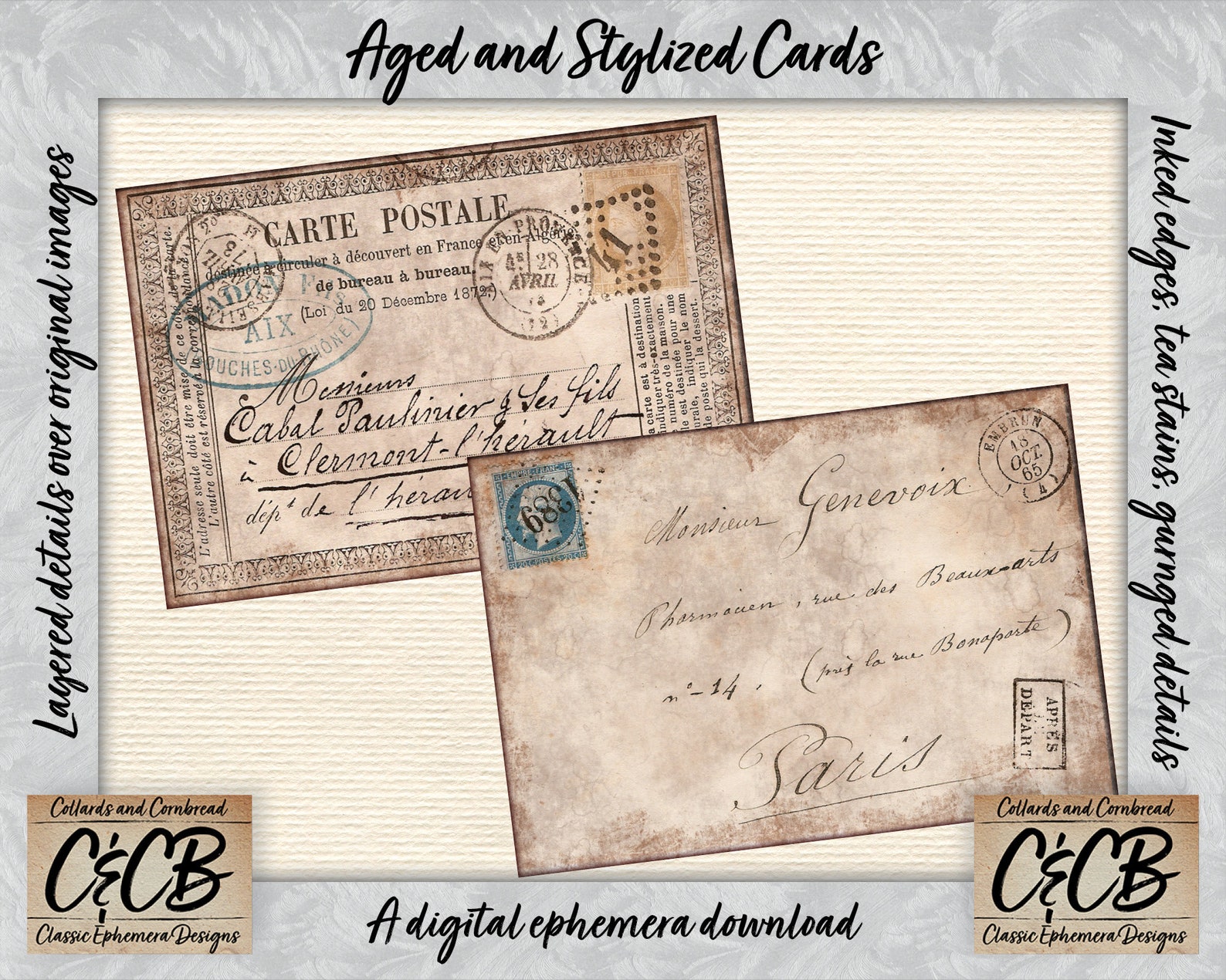 Vintage Grunged and Stained French Envelope Covers Journal Etsy