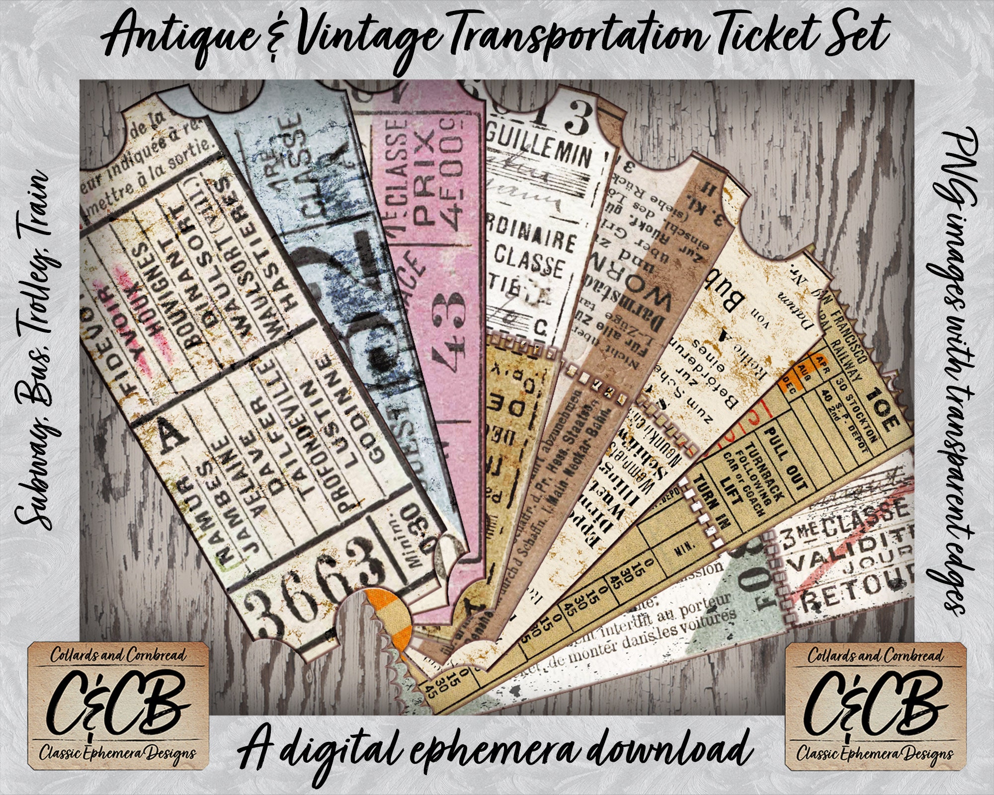 antique transportation bus train ticket printable digital etsy