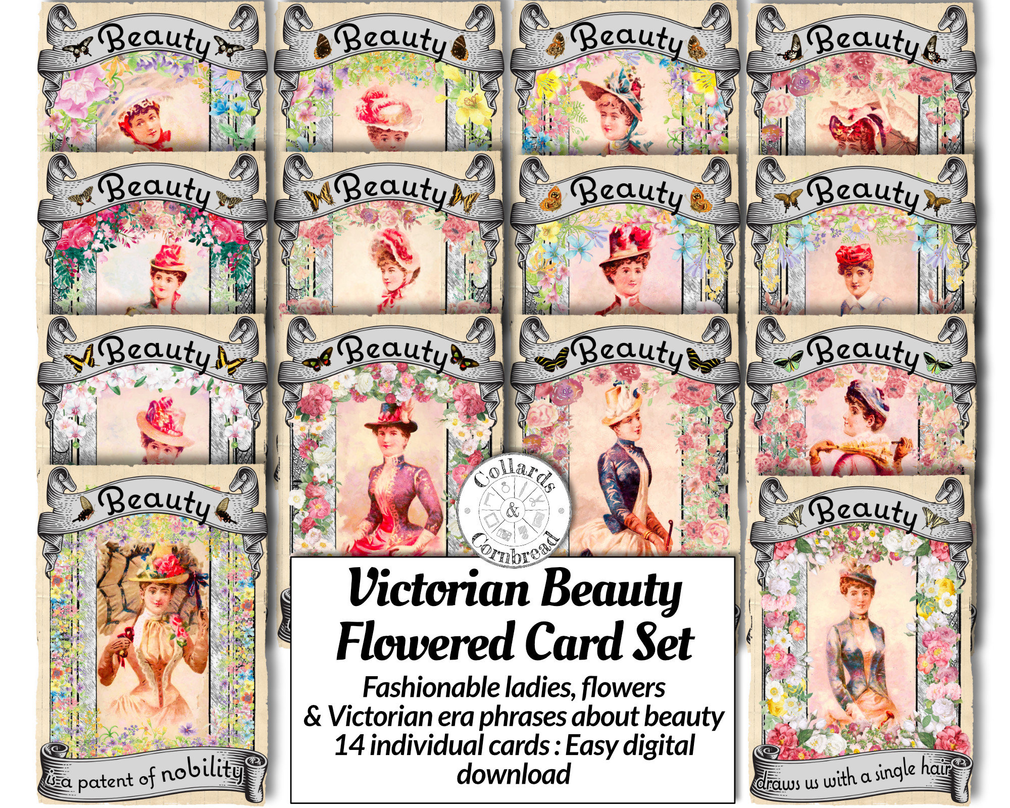 Beautiful Victorian Lady Trading Card Digital Download Etsy