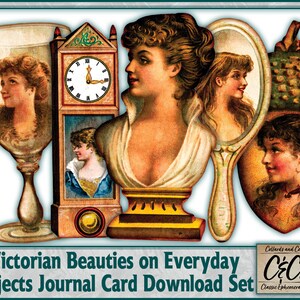 Beautiful Victorian Ladies Print Cards Printable Digital Download Ephemera Set for Junk Journals, Collages, Scrapbooking & Paper Crafts