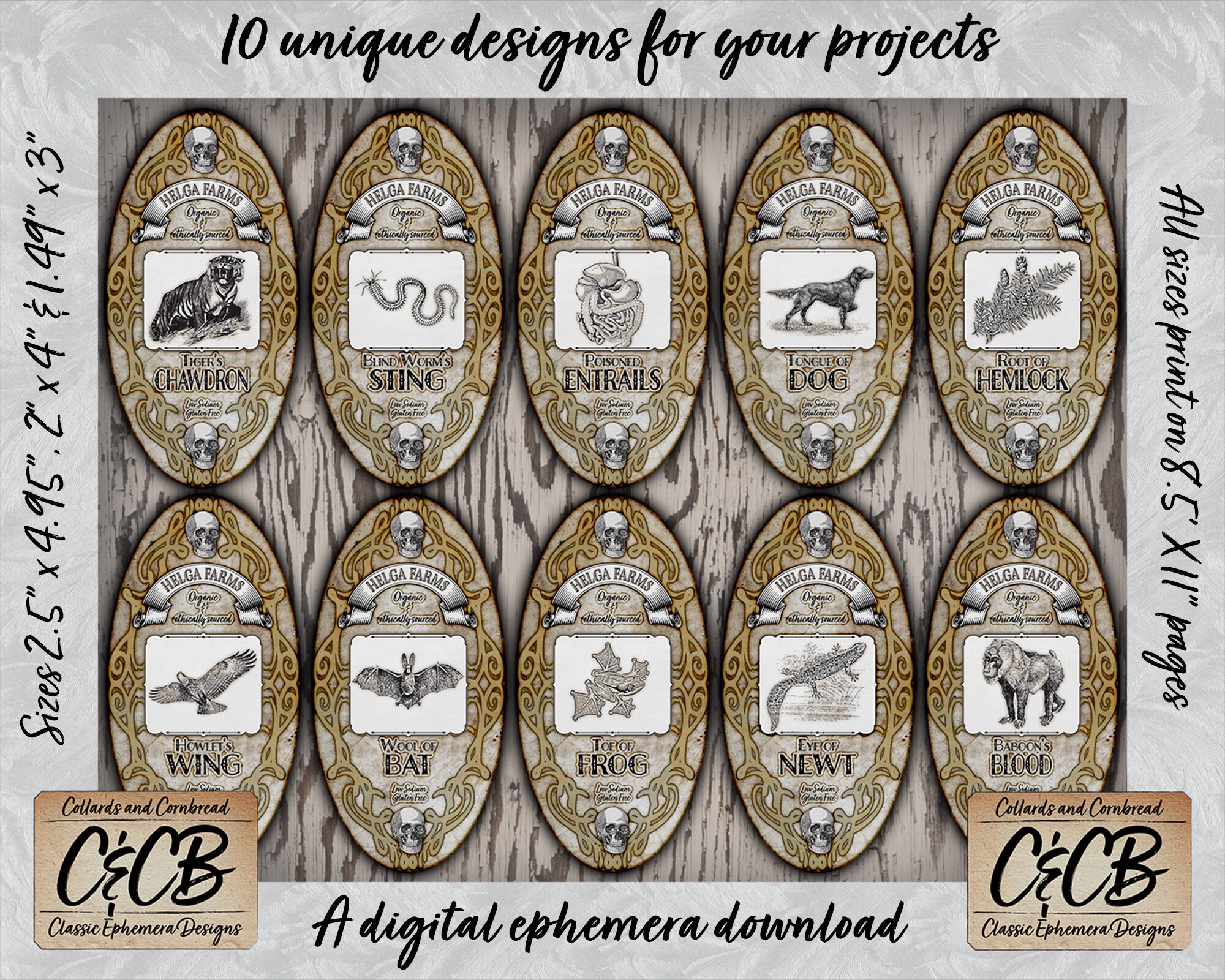 Spell Label Witch Spell Apothecary Bottle Label Set Printable Digital Instant ...