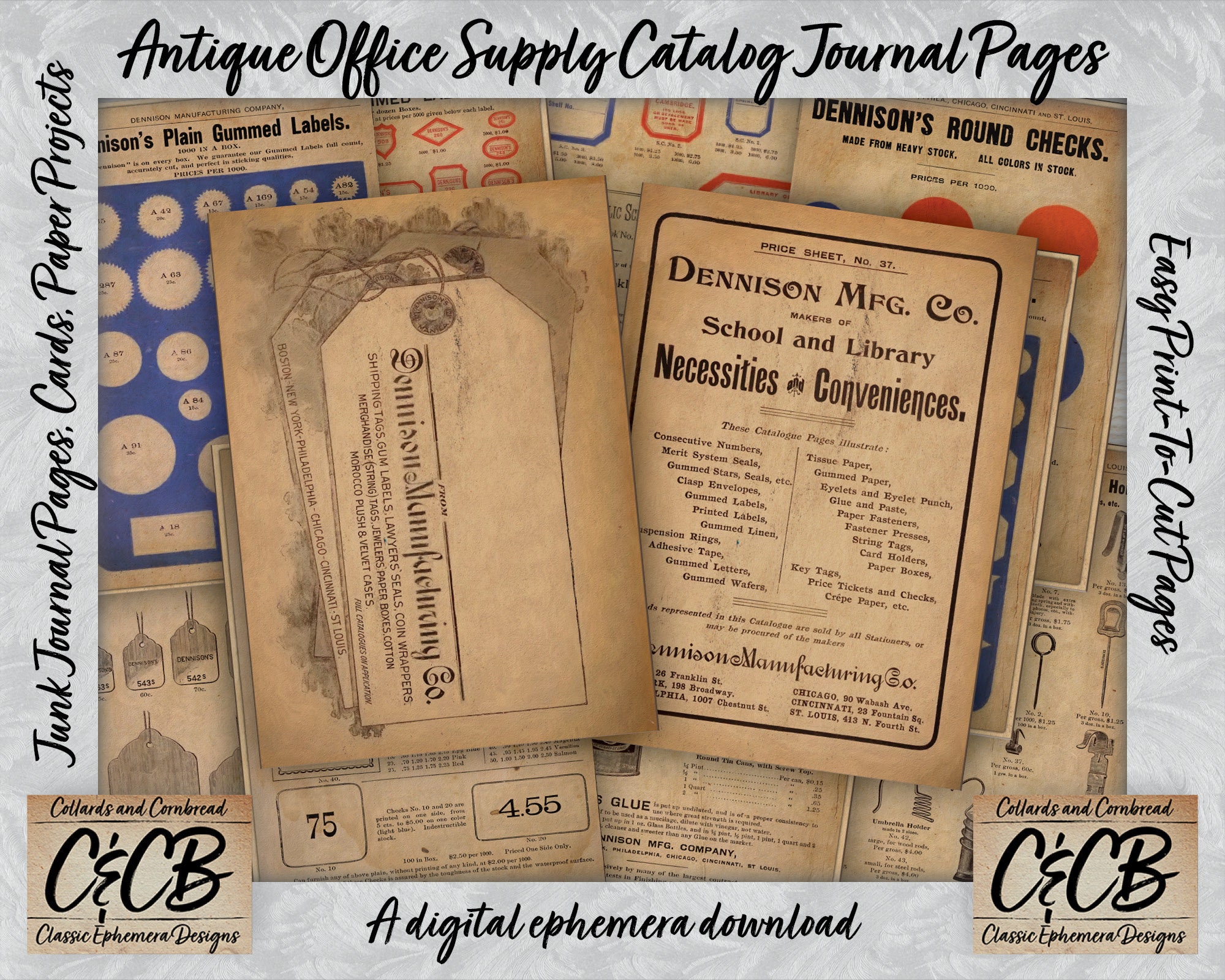 Antique Paper Office Supply Catalog Pages Digital Download Ephemera Set