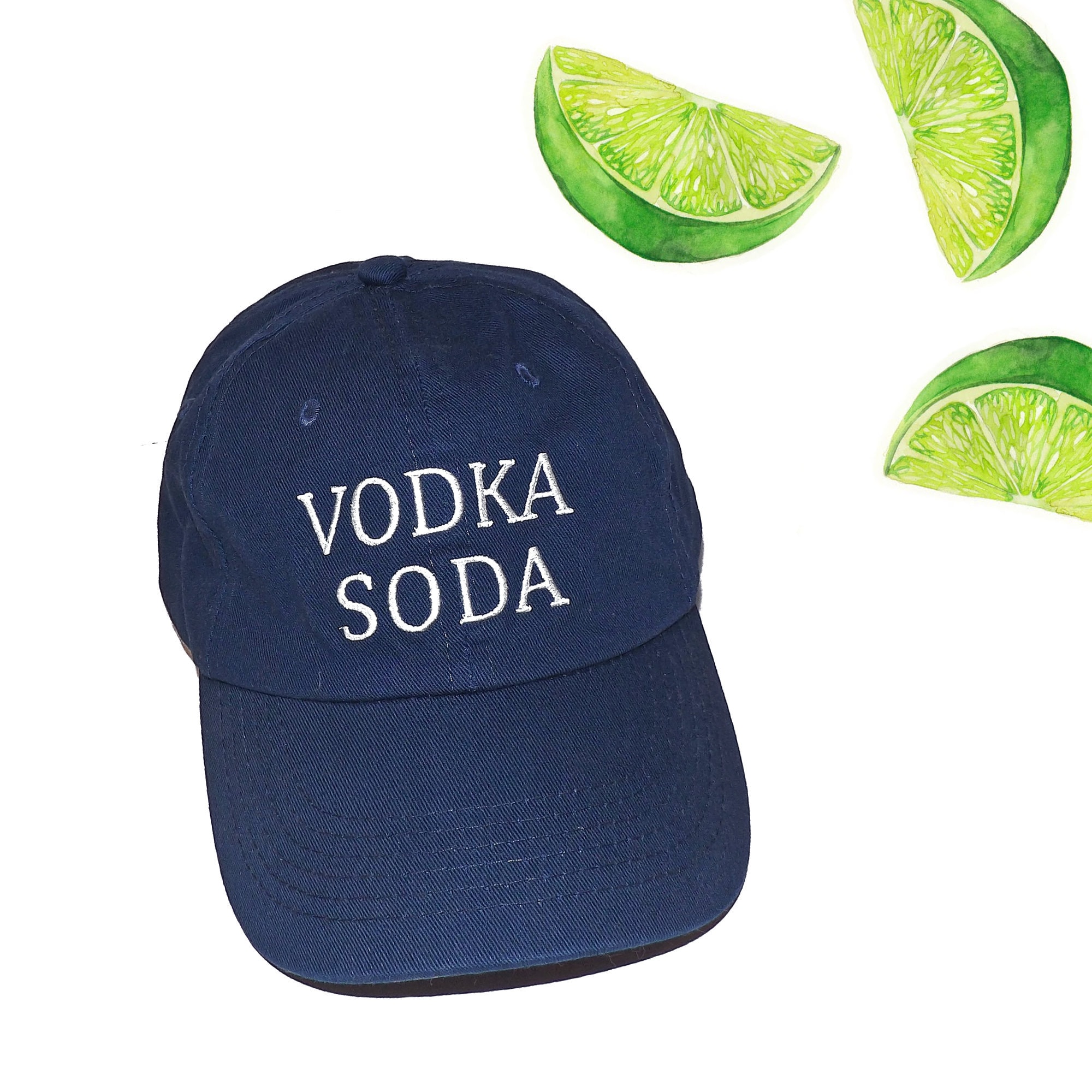 Vodka Soda Close It Embroidered Hat Navy Adjustable Etsy UK