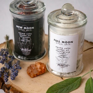 Full Moon & New Moon Bath Salts Box Set with Herbs, Flowers and Essential Oils | Ritual Bath | Spa gift set | Self care | gifts for her
