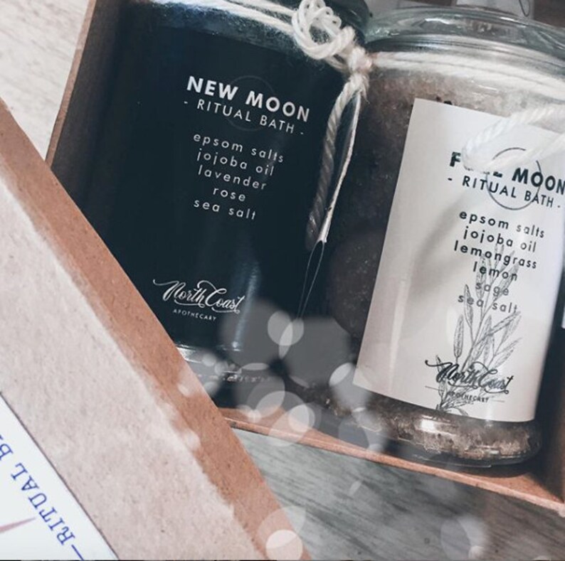 Full Moon & New Moon Bath Salts Box Set with Herbs Flowers Etsy