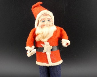 Vintage 1930s Christmas Belsnickle Santa with Brush Tree and Star Belt Japan