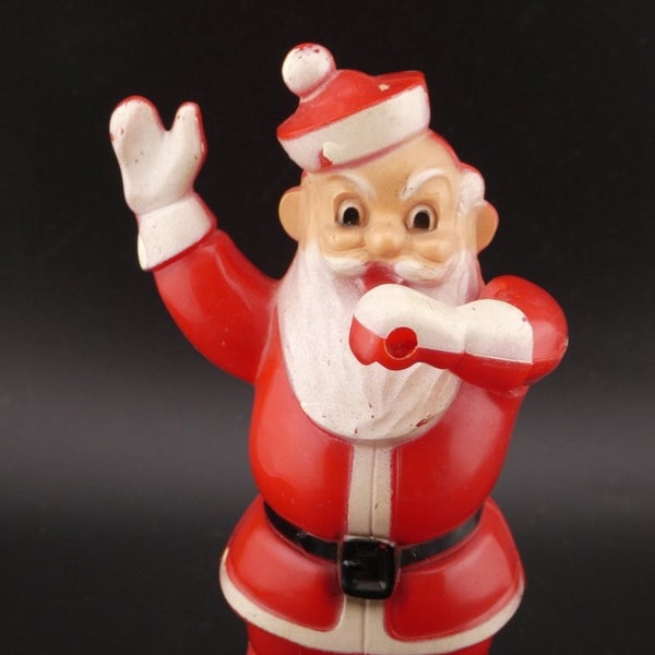 Vintage Christmas Rosen Rosbro Plastic Waving Santa Claus Candy Container 5 3/8"