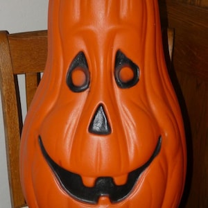 Vintage Halloween Blow Mold Happy Gourd Pumpkin 22" Lighted