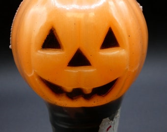 Vintage Halloween Blow Mold Flashing Light Pumpkin JOL Decoration In Package