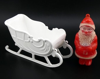 Vintage Christmas Irwin Santa Claus and White Sleigh Candy Container