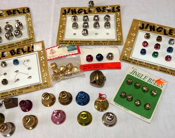 43 Vintage Christmas Jingle Bells Multi Color /& Silver Mini Original Cards
